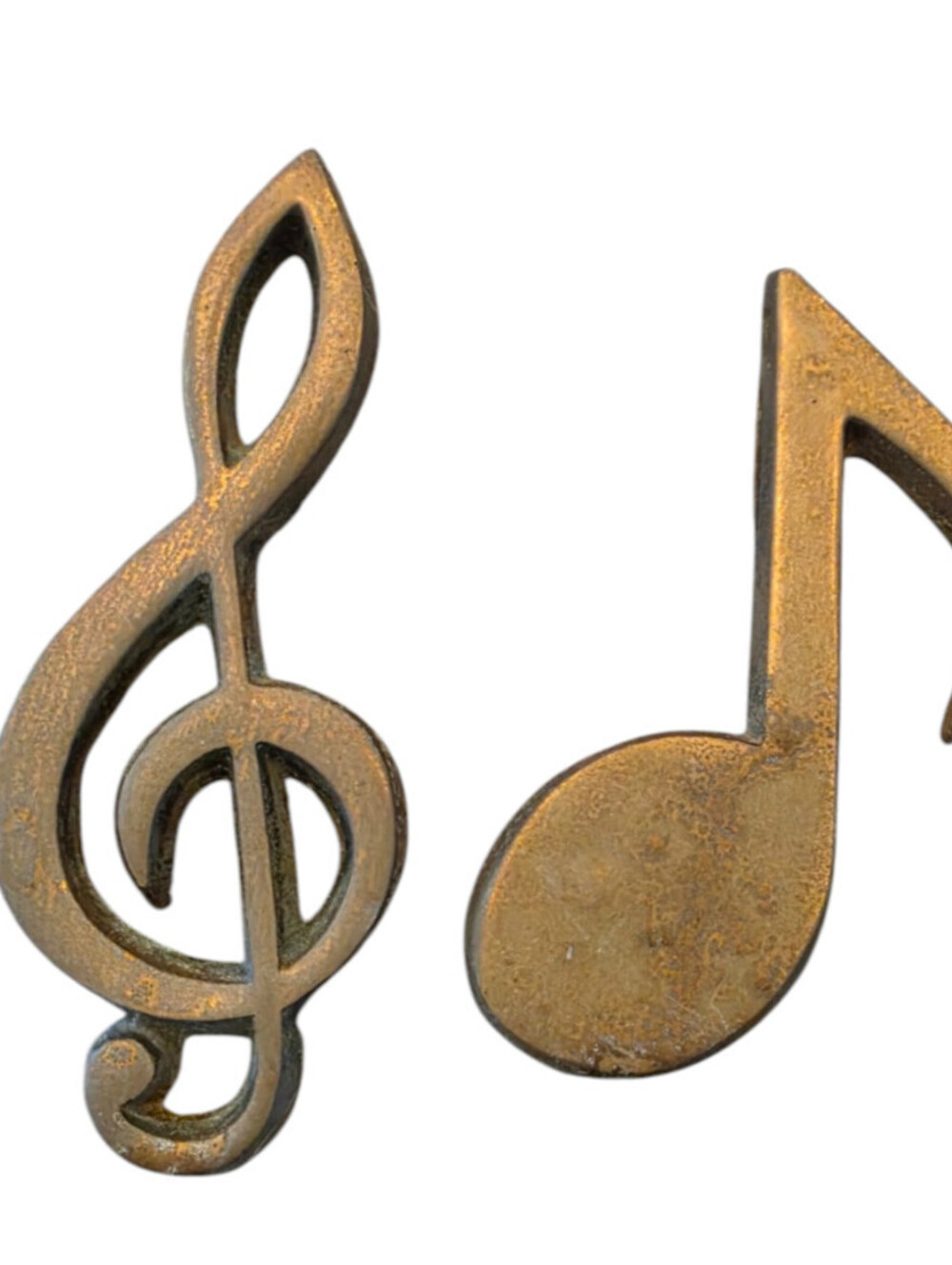 Vintage Brass Treble Clef & Musical Note Set Paperweights